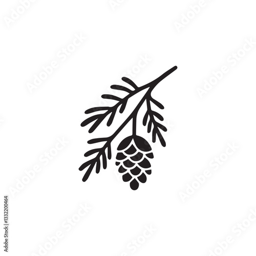 Vintage Pine Cone with Leaf Branch Logo design.