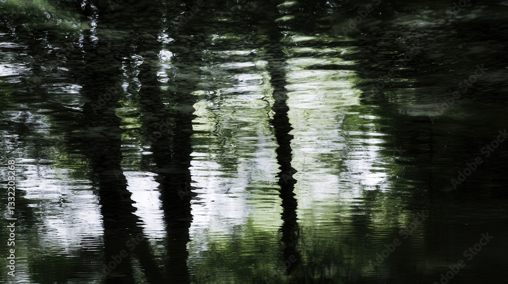 Abstract Water Reflection of Trees Tranquil Nature Scene Abstract Water Reflection of Trees Tranquil Nature Scene