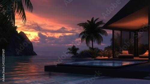 Tropical Sunset Oceanfront Luxury Villa