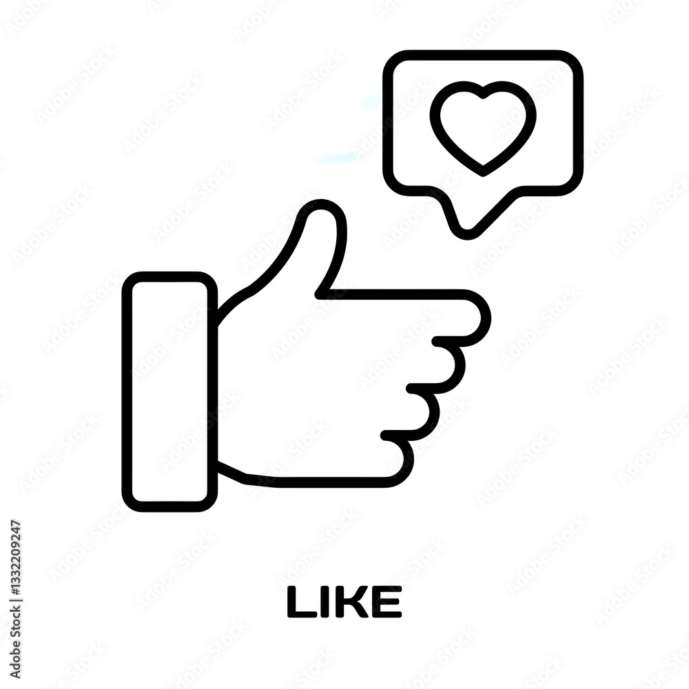 Like editable stroke outline icon isolated on white background flat vector illustration, black outline, Pixel perfect Like editable stroke outline icon isolated on white background flat vector illustration, black outline, Pixel perfect