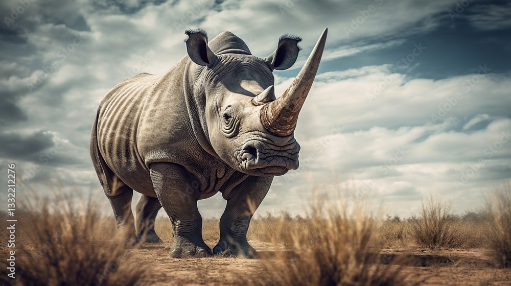 Fototapeta premium Rhino at Sunset in Savanna