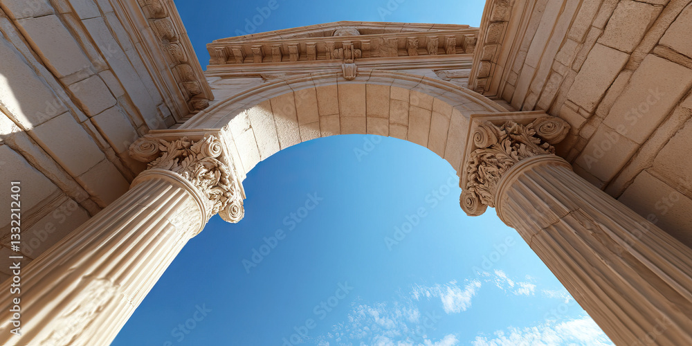 Fototapeta premium Classical Archway with Fluted Columns and Ornate Capitals