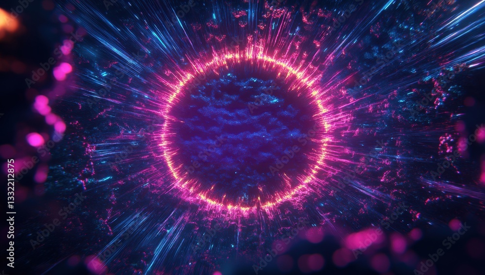 Obraz premium A colorful, glowing circle with a purple center
