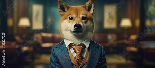 dog in an expensive business suit Generative AI