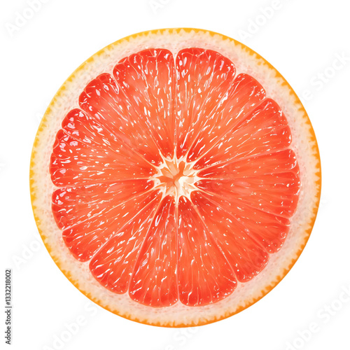 Pink orange grapefruit slice isolated on transparent Background
