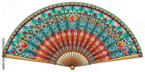 Elegant fan patterns create a beautiful backdrop.