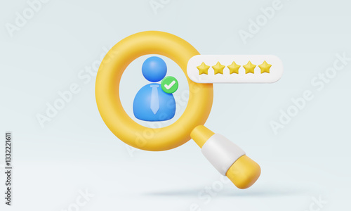 Magnifier recruitment best profile employment recruitment agency job human resources interview experience job leadership management company personnel find professional. 3D vector render illustration