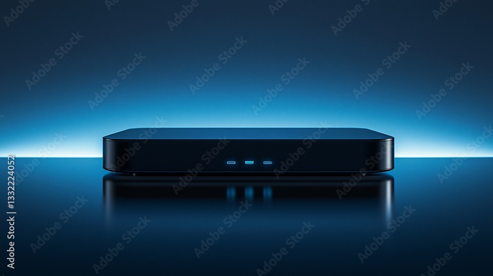 Modern Network Box on Reflective Surface Modern Network Box on Reflective Surface