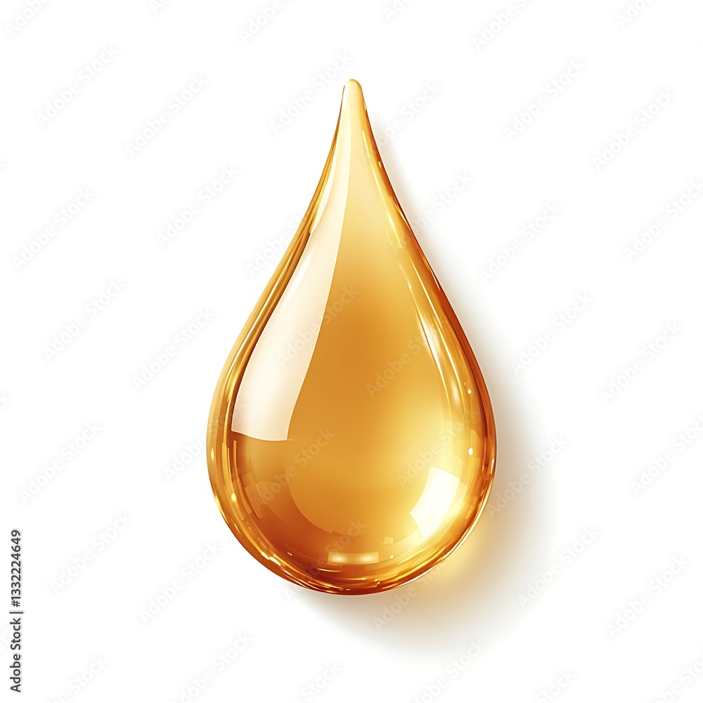 Single golden oil drop isolated on white. Single golden oil drop isolated on white.