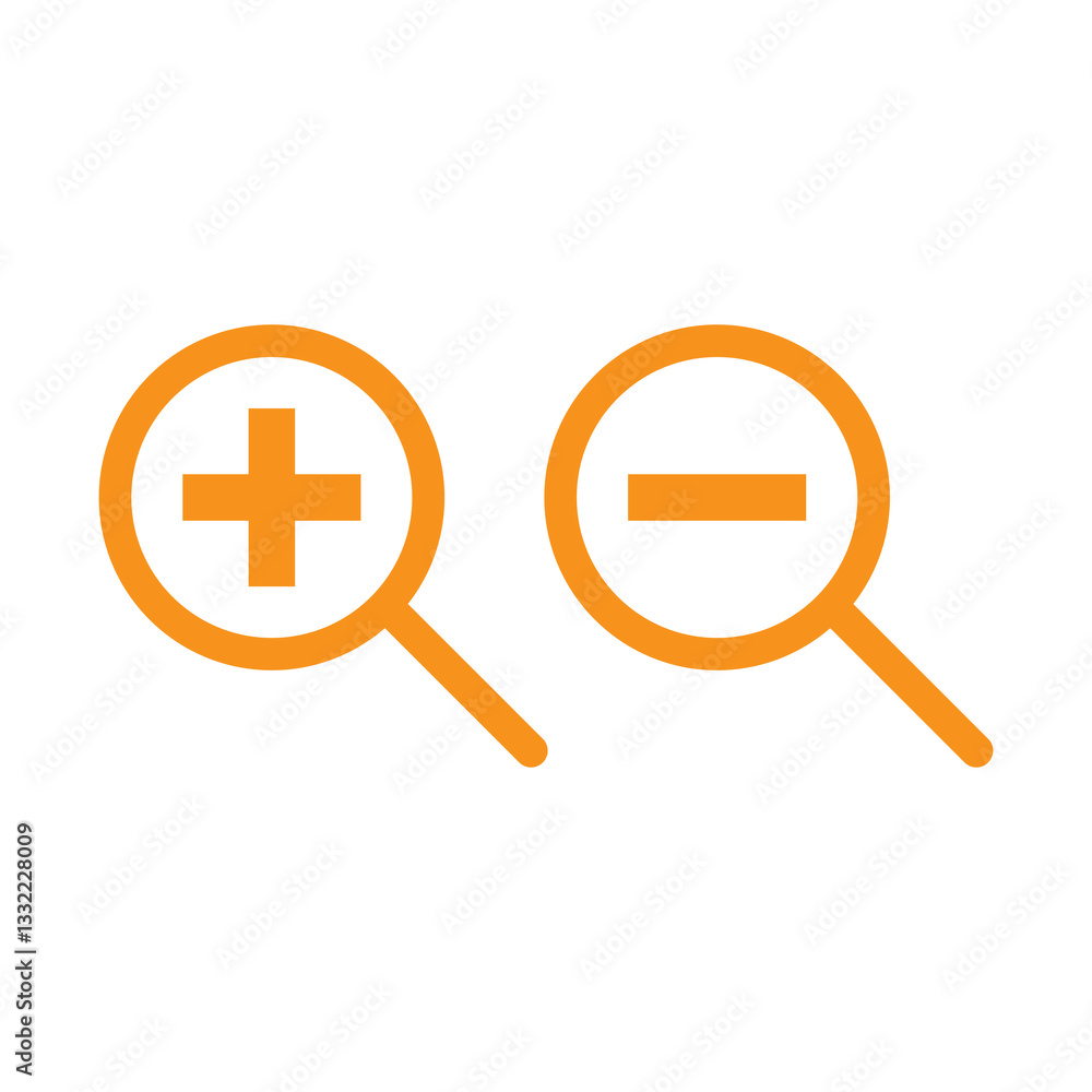 Fototapeta premium plus minus magnifying glass icon