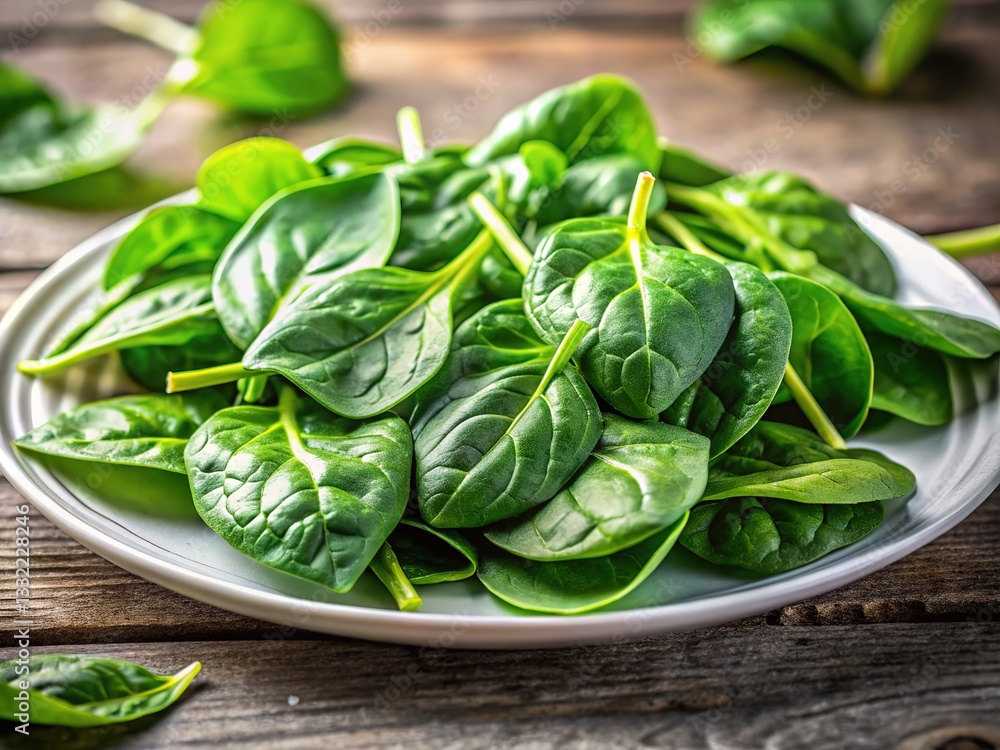 Scrumptious spinach on a plate, healthy and fresh. Scrumptious spinach on a plate, healthy and fresh.