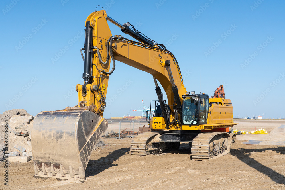 Fototapeta premium An excavating crane