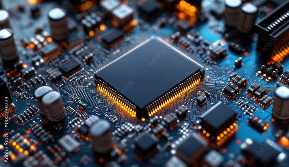 A close up of a computer chip, Concept of technology and innovation A close up of a computer chip, Concept of technology and innovation