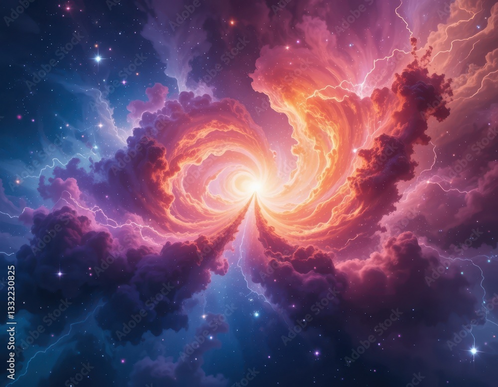 Obraz premium Celestial swirls illuminate the night sky digital art cosmic environment vibrant viewpoint abstract concept
