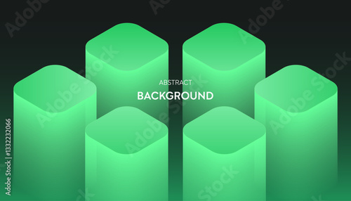 Abstract Gradient Backgrounds with a Trendy Futuristic Isometric 3D Design in Neon Green Turquoise tones featuring Minimalist Modern Square Elements perfect for UI Tech Apps Blockchain