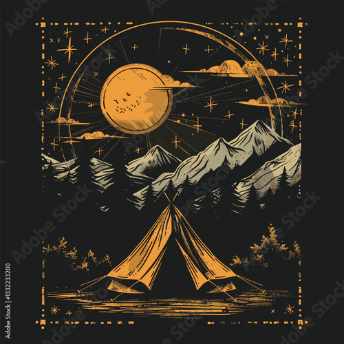 Highking and camping t-shirt design vector.