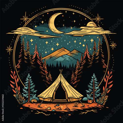 Highking and camping t-shirt design vector.