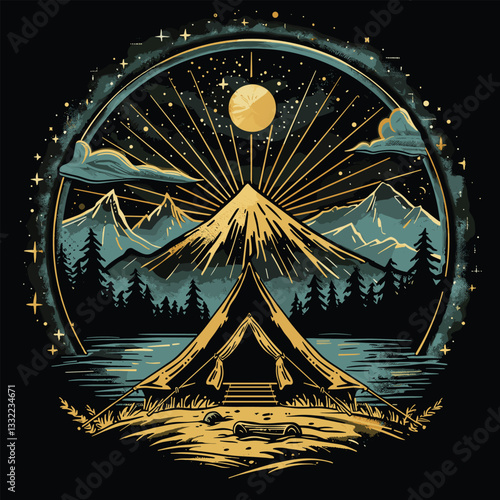 Highking and camping t-shirt design vector.