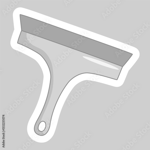 Sticker with cleaning squeegee with rubber blade for washing windows, vector