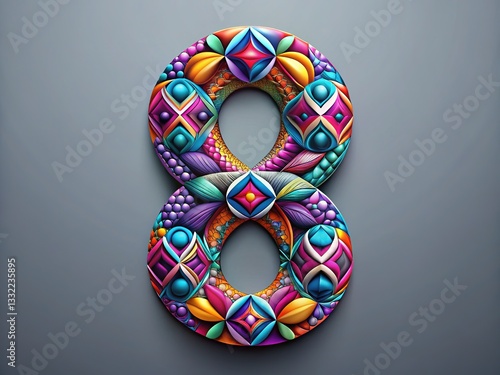 Sophisticated figure-8 motif. Geometric shapes create an elegant pattern.