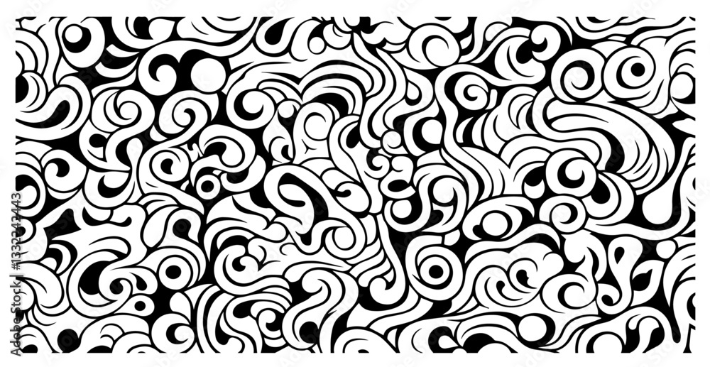 Fototapeta premium abstract swirl pattern background black and white vector seamless texture