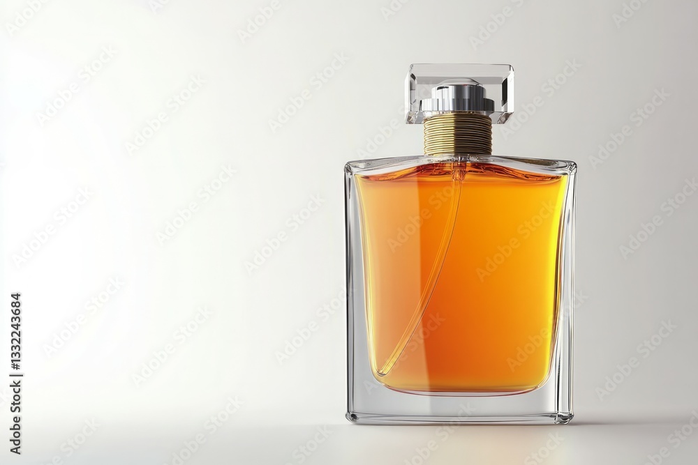 Elegant perfume bottle in gentle sunlight on white background. Neural network AI generated Elegant perfume bottle in gentle sunlight on white background. Neural network AI generated