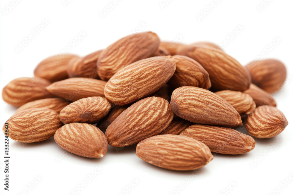 Almonds arranged neatly on a white background. Almonds arranged neatly on a white background.