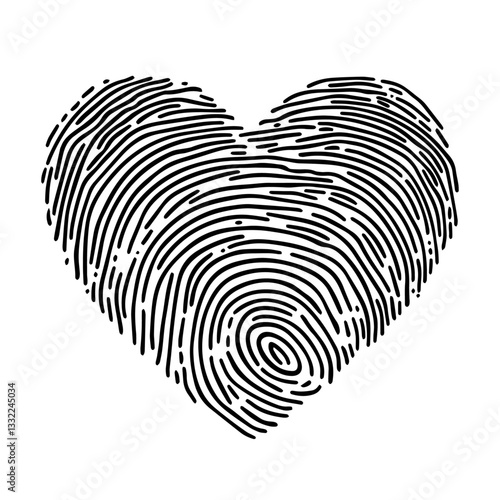 fingerprint heart shape vector illustration