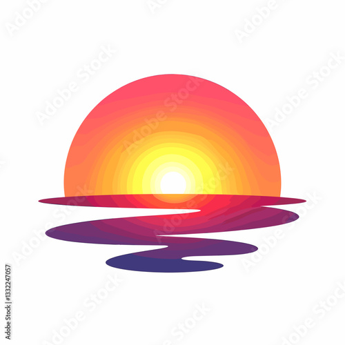 Vibrant sunset reflection over water, serene beauty