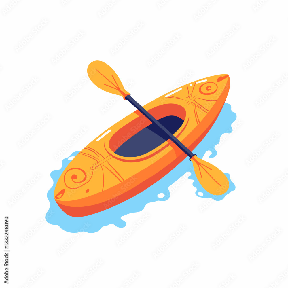 Colorful kayak floating on water, summer adventure concept Colorful kayak floating on water, summer adventure concept
