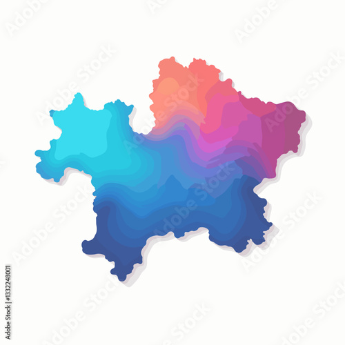 Colorful abstract map outline on white background, modern design