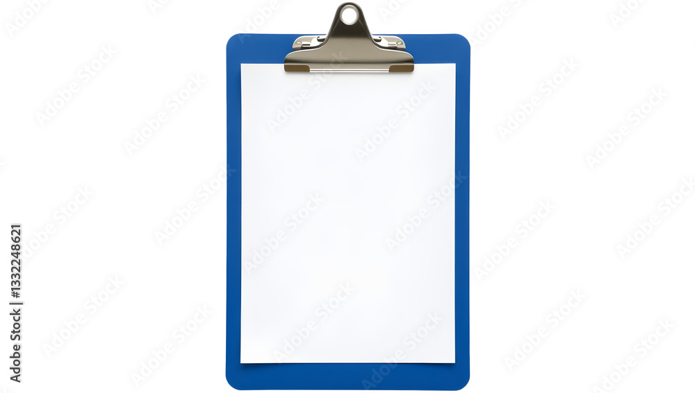 A blue clipboard featuring a blank sheet of paper, ideal for note-taking or organizing documents. A blue clipboard featuring a blank sheet of paper, ideal for note-taking or organizing documents.