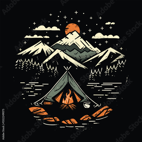 Highking and camping t-shirt design vector.