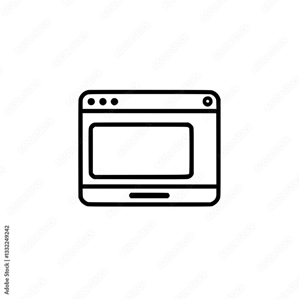 Simple line vector icon of a user interface element resembling a browser window or application screen emphasizing minimalist design Simple line vector icon of a user interface element resembling a browser window or application screen emphasizing minimalist design