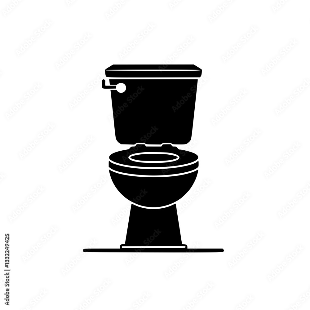 silhouette of a toilet fixture showcasing its basic shape and design against a Clean simple and modern icon silhouette of a toilet fixture showcasing its basic shape and design against a Clean simple and modern icon