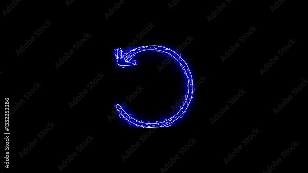 Neon back arrow animation on black background, Chroma key glowing icon refresh arrow Neon back arrow animation on black background, Chroma key glowing icon refresh arrow