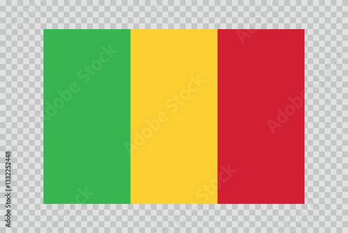 Flag of Mali. National symbol in official colors. Template icon. Abstract vector background.