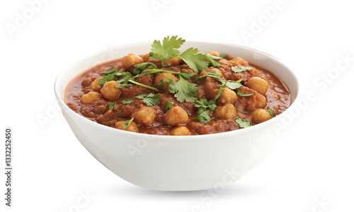 Indian Chole Bhature Curry in a Bowl  Spicy Chickpea Dish on Transparent Background