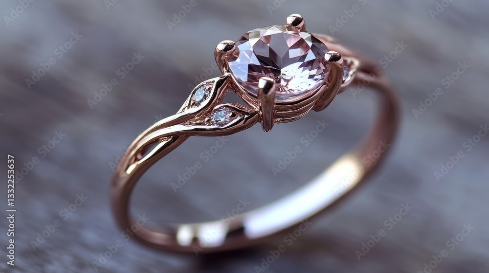 A delicate morganite gemstone ring with a rose gold band, giving off a romantic glow. A delicate morganite gemstone ring with a rose gold band, giving off a romantic glow.