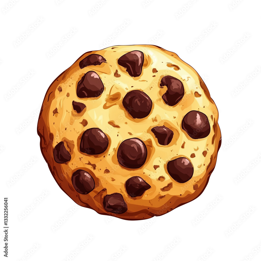 Fototapeta premium Delicious Chocolate Cake Isolated on White Background with Cookie and Cream Toppings