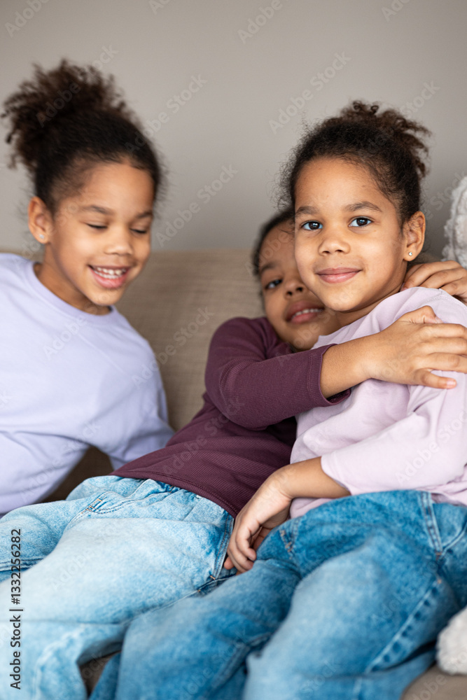 Loving Sibling Embrace – Happy Childhood Moments Loving Sibling Embrace – Happy Childhood Moments