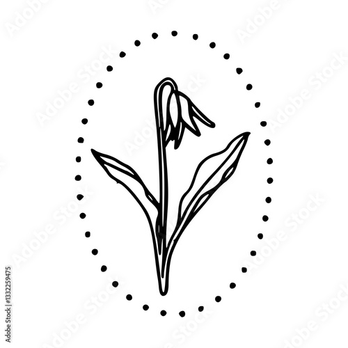 floral outline in stippled frame