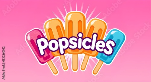 Colorful Popsicles Illustration - Summer Ice Cream Logo Design

