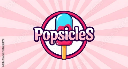 Colorful Popsicles Illustration - Summer Ice Cream Logo Design

