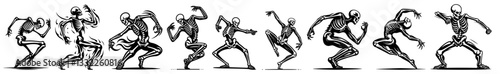 abstract humanoid figure illustration set in dynamic action poses vector
