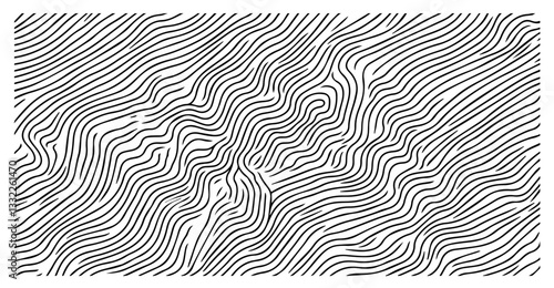 wavy contour line pattern with flowing topographic texture and elevation effect vector