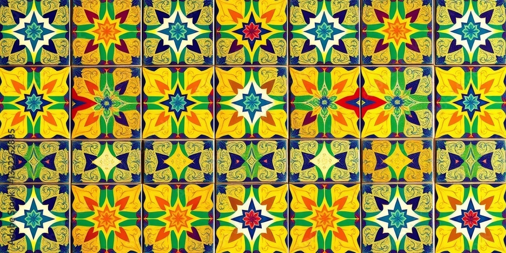 Abstract geometric azulejo tile pattern, seamless Mediterranean design , style, Portuguese