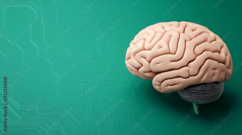 Large language model data processing concept. Brain illustration with circuit design background. Large language model data processing concept. Brain illustration with circuit design background.