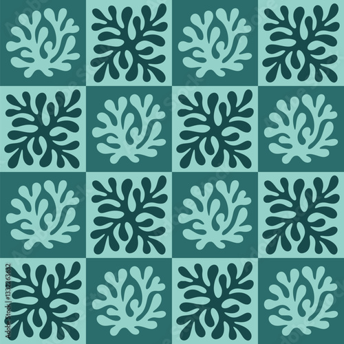 Boho Sea Beach Summer Seamless Pattern. Boho Ocean Coral Shape Background. Seamless Underwater Summer Print. Abstract Seashell Ornament for Textile, Paper, Home Decor, and Coastal Design.