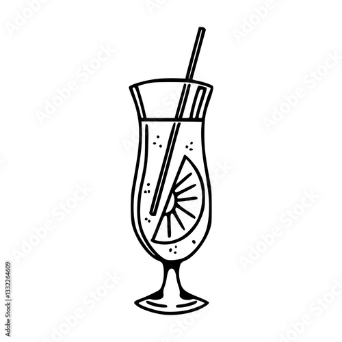 tropical cocktail outline graphic